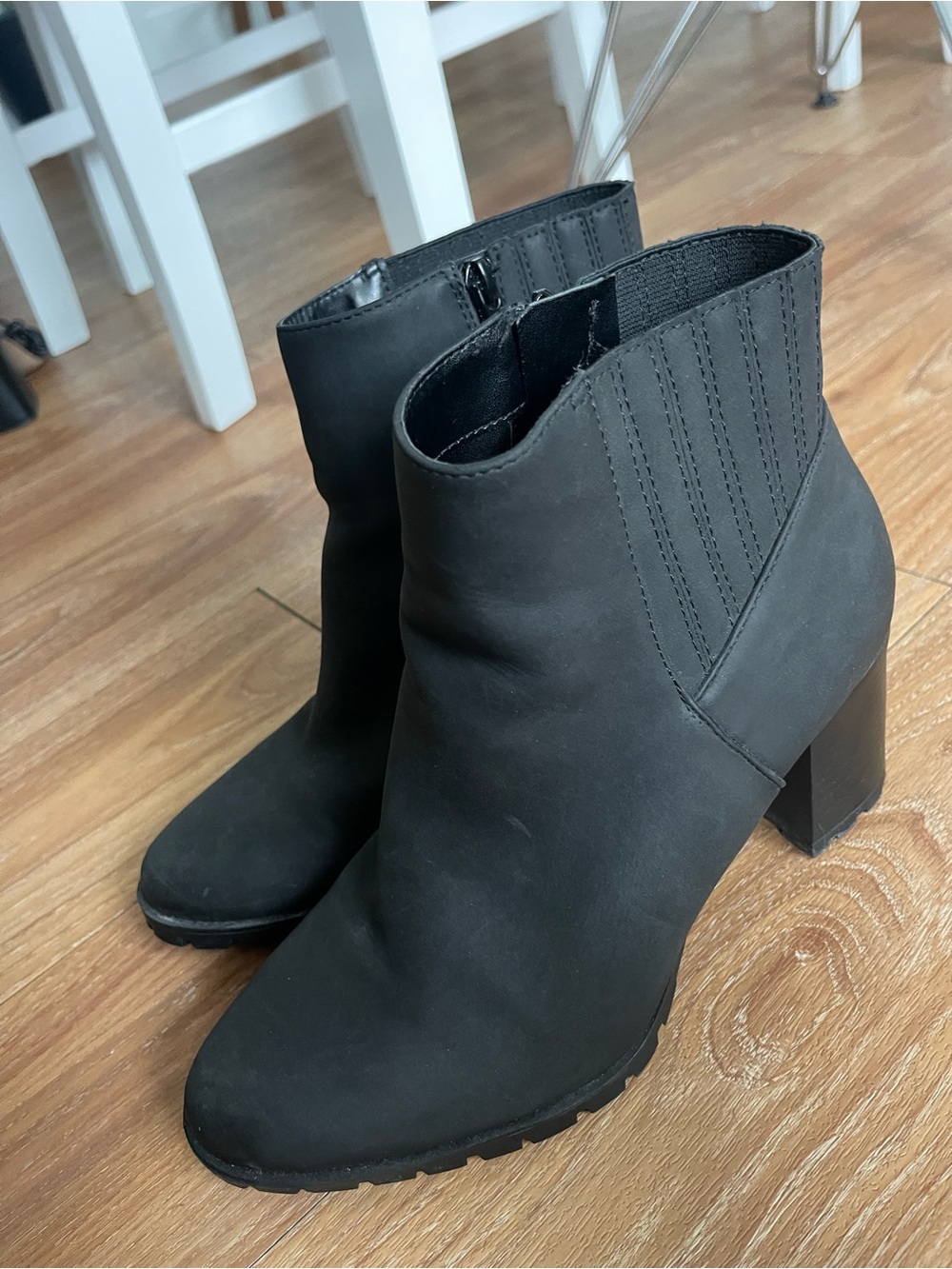 Kelly & Katie Black Ankle Booties with Block Heel